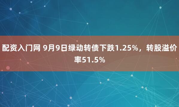 配资入门网 9月9日绿动转债下跌1.25%，转股溢价率51.5%